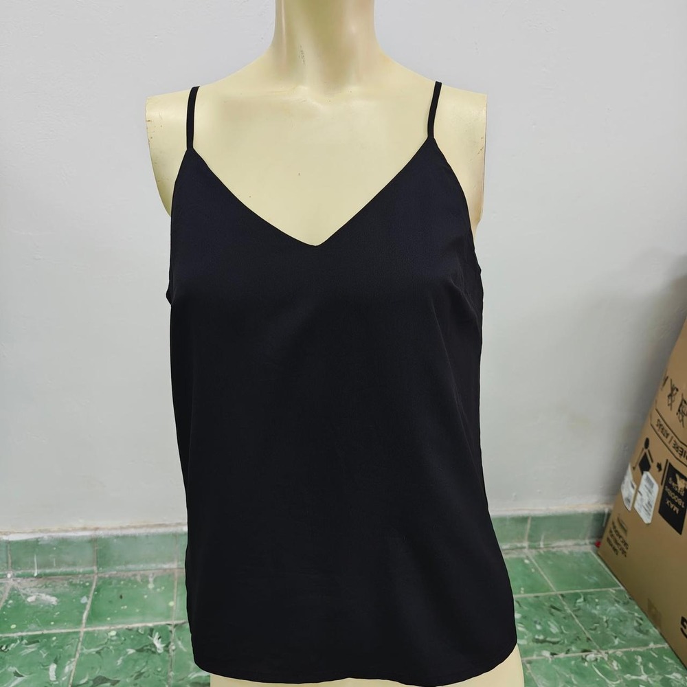 A New Day Black Silk Cami Top Adjustable Straps XS Loungewear
